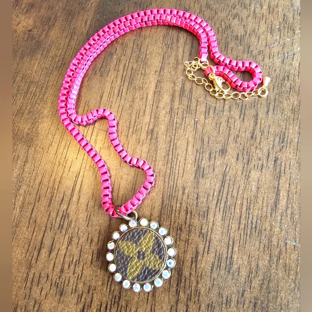 Authentic upcycle rhinestone bezel necklace